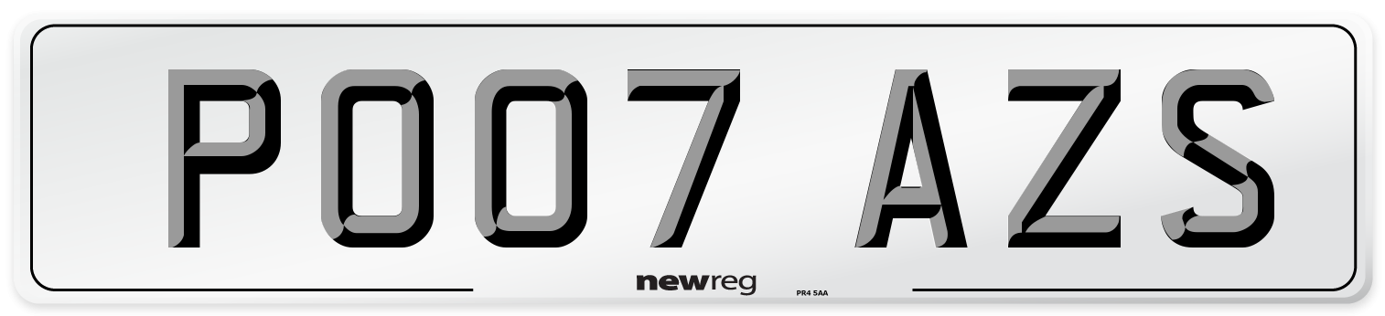 PO07 AZS Number Plate from New Reg